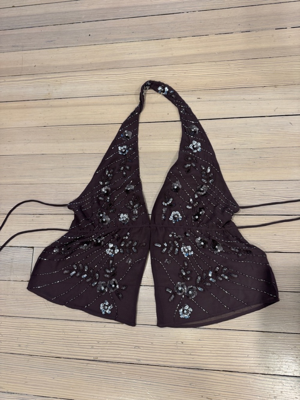Urban Outfitters Beaded Halter Camisole in Plum